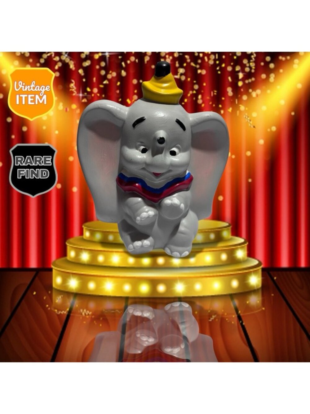 Vintage Pristine Walt Disney Productions Dumbo Large Ceramic Figure 9” 70’s RARE